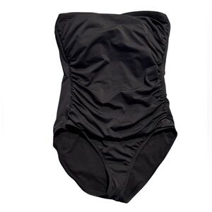 Tommy Bahama Women’s Black Strapless Ruched One-Piece Swimsuit Size 12